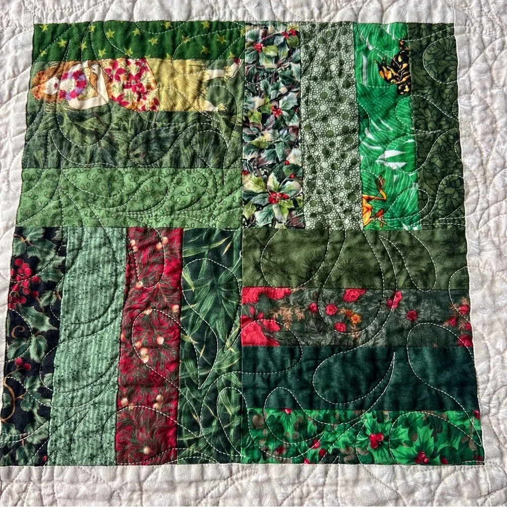 Handmade Patchwork Quilt Throw 50” x 50” Lap Blanket Purple.